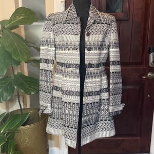 Ivonne Geometric Black and Gray Pleated Coat Size 6